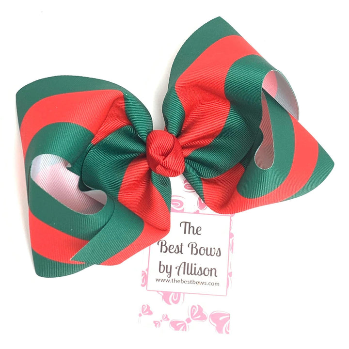 Red and Forest Stripe Bow {Christmas 2023}